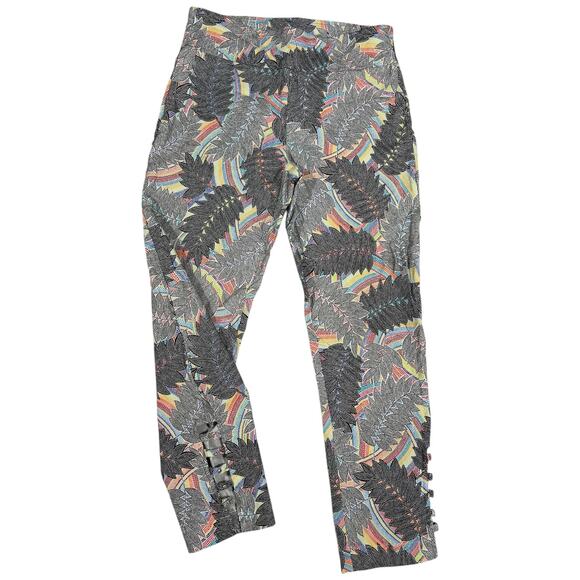 Vintage 90s ATTYRE NYC Aboriginal Print Rainbow Pants Silver Buttons - Picture 2 of 9